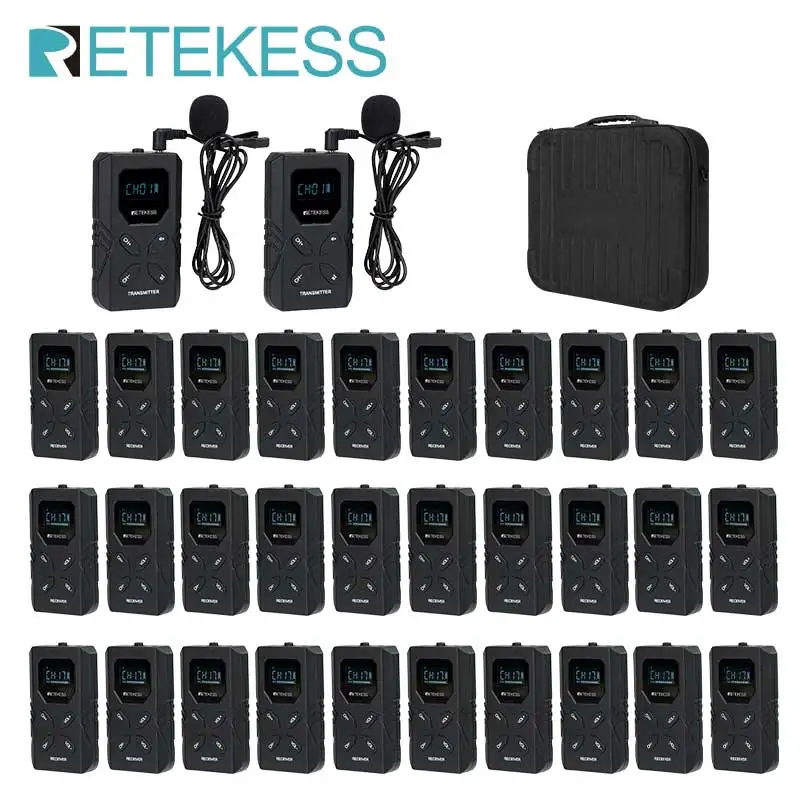 

Retekess TT117 FM Wireless Tour Guide System 2 Transmitters 30 Receivers Storage Bag Voice Guide For Church Excursion Factory