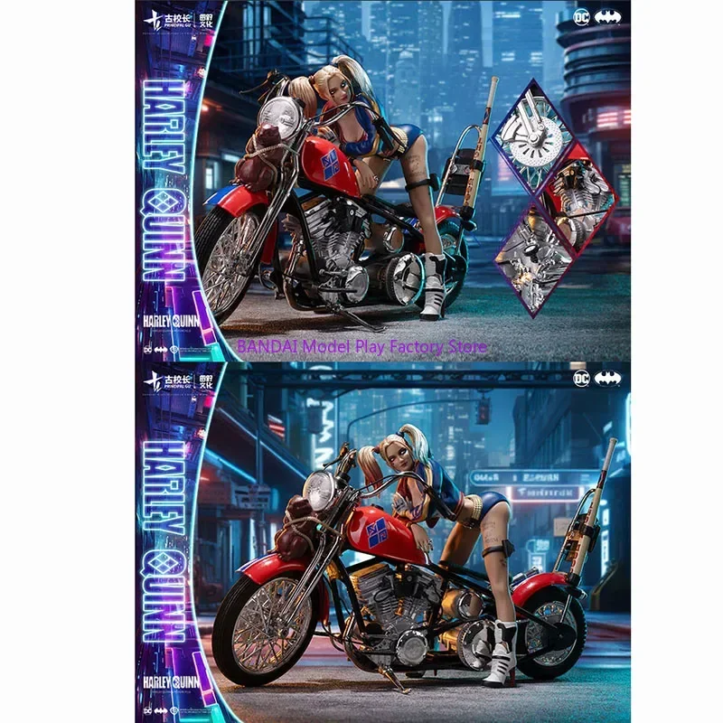 

In Stock DC Genuine Harriet Quinn The Clown Raptor Squad Black Car Motorcycle Female Warrior Full SetFigure Body Sculpture Toy