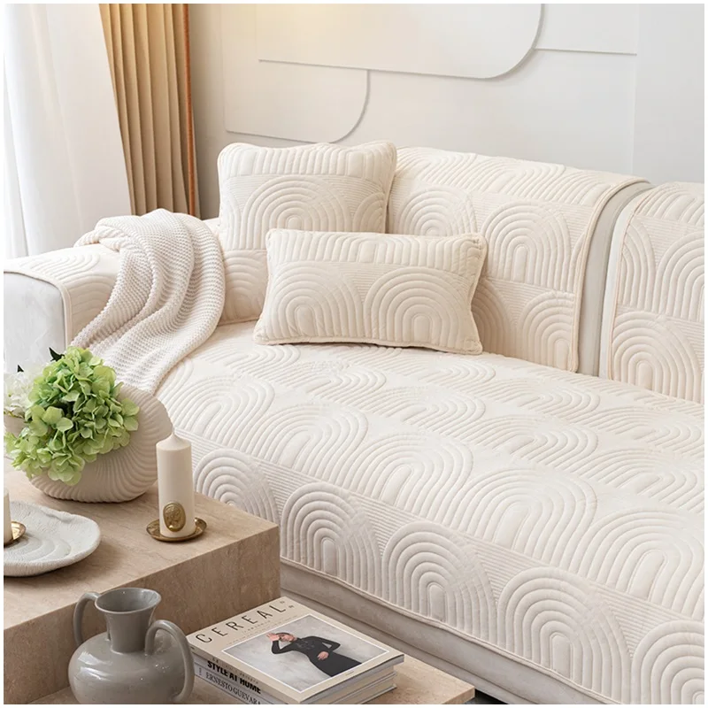 Copridivano in peluche addensato tappetino antiscivolo per divano divani in tinta unita asciugamano copridivano per la protezione dei mobili del soggiorno