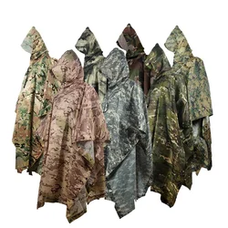 Outdoor Breathable Camouflage Poncho Jungle Tactical Raincoat Birdwatching Hiking Hunting Ghillie Suit Travel Rain Gear