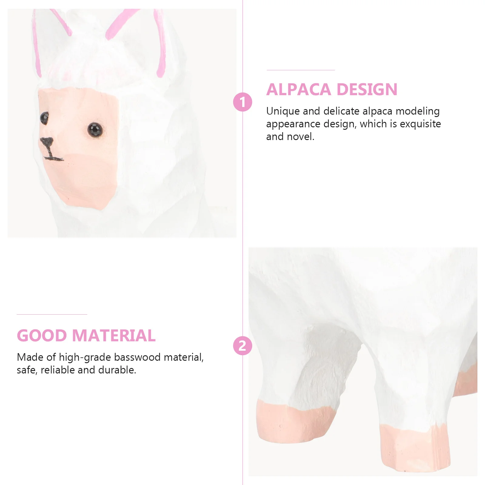 

Alpaca Ornament Decorations Sheep Figurines Mini Miniature Wood Craft Ornaments Figures Basswood Statues Crafts