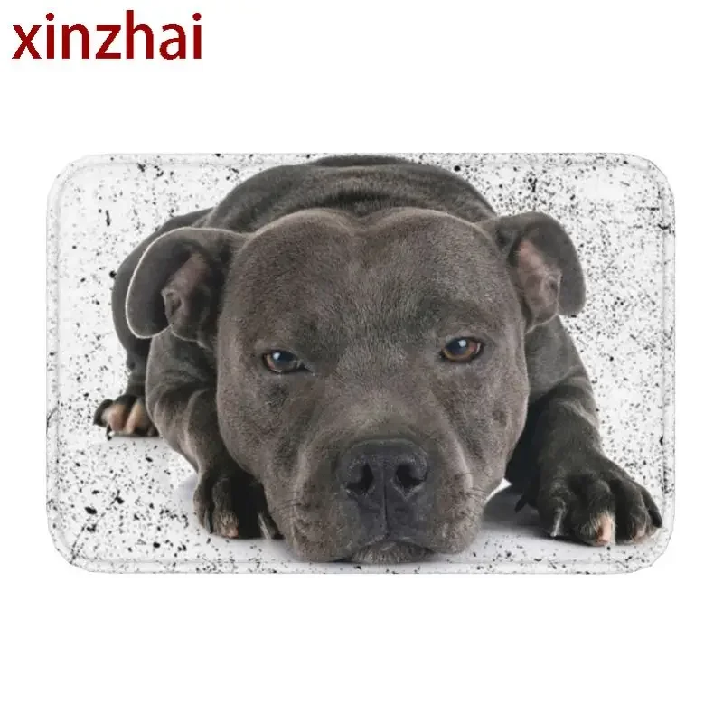 Staffordshire Bull Terrier Dog Door Floor Kitchen Bath Mats Outdoor EBT Cute Love Doormat Garage Entrance Rug Carpet Footpad