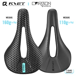 RYET Bike Carbon Saddle 3D Printed Saddle 140mm 7x9mm Round Rail Superlight Road MTB Racing Bicycle Seat Saddles Cushion Parts