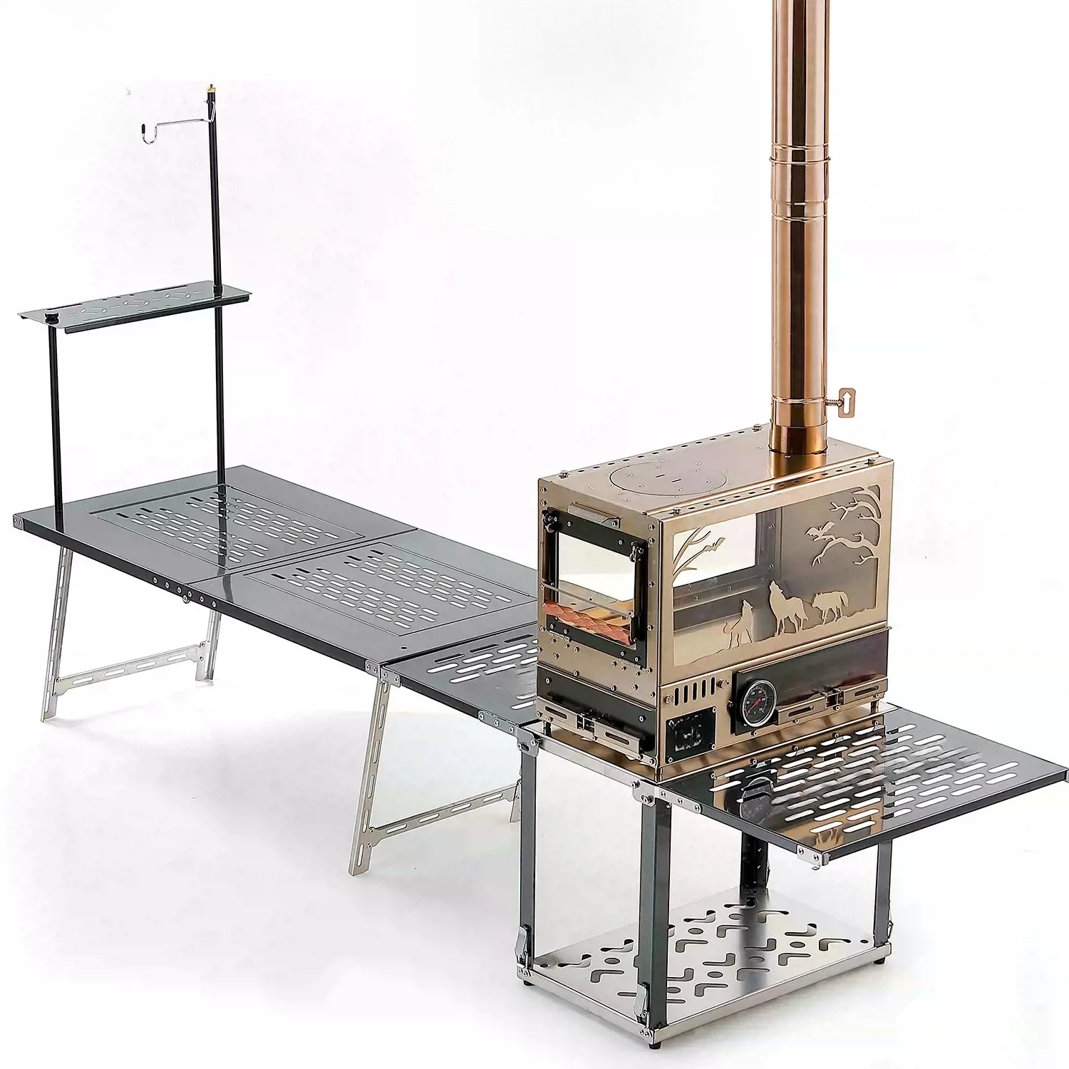 

Outdoor Multifunctional Wood Stove Portable Folding Camping Grill