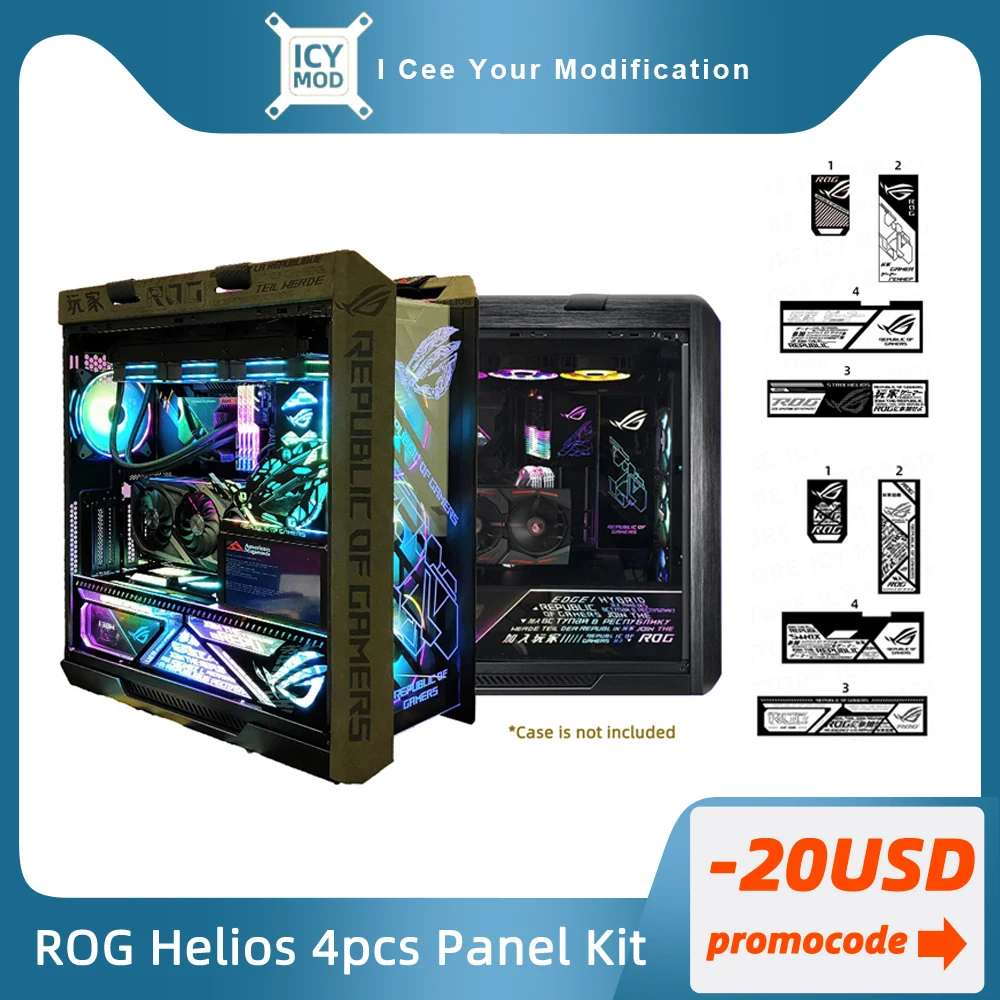 4pcs RGB Panel Kit For ROG Helios GX601 PC Case MOD DIY Buid ASUS Strix Decoration Refit ARGB Plate Customize Power Supply Cover