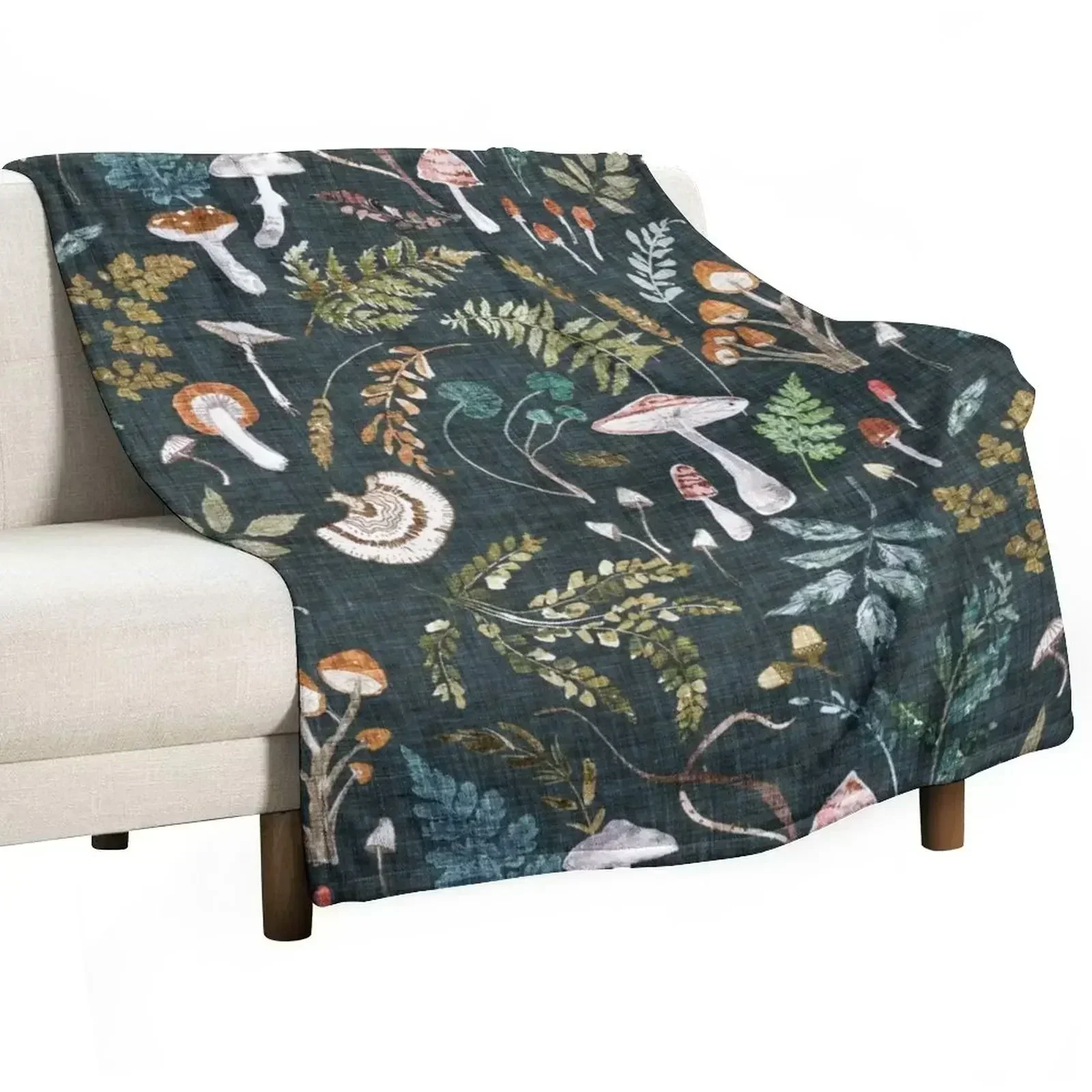 Mushroom Grove (midnight) Throw Blanket for winter Thermals For Travel Stuffeds Retros Blankets