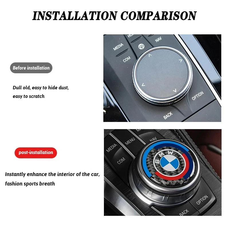 Car Decorative accessories Multimedia Knob Sticker For BMW M Emblem G20 G30 F10 F40 F44 F34 F30 G01 G02 G05 G06 G07 F25 F26 F07