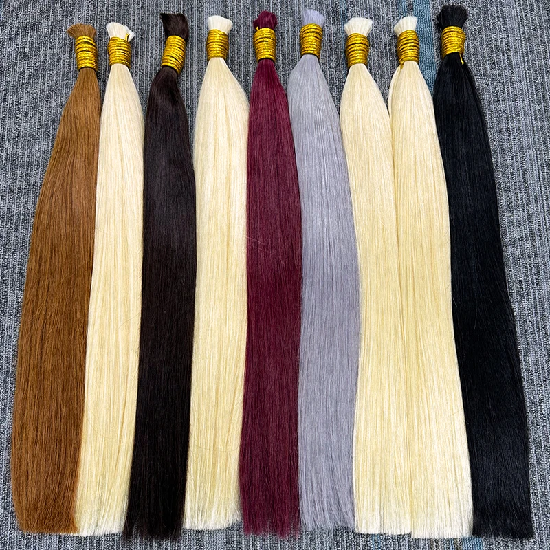 Shinehair-Extensions de Cheveux Vierges Lisses Blond Miel, Mèches Humaines en Vrac 1b 99J, pour Tressage, 613