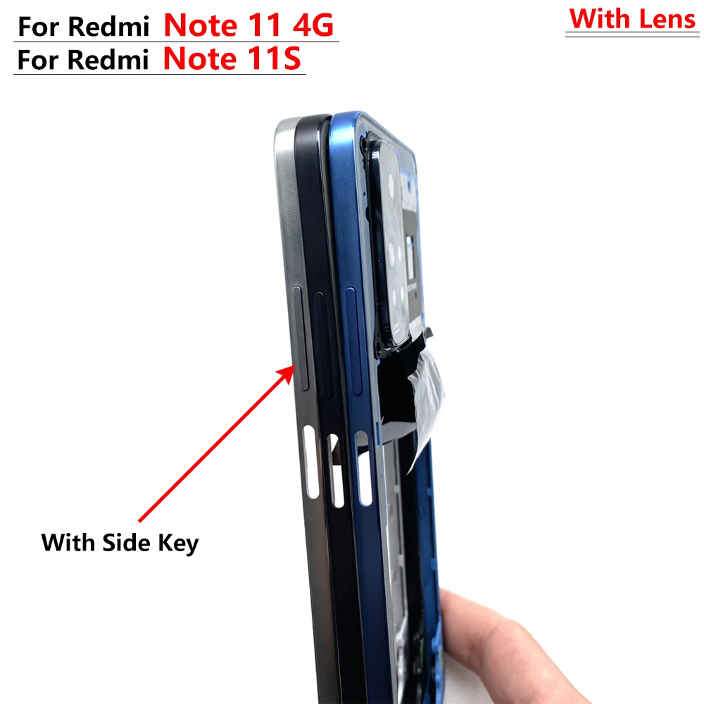 NEW For Xiaomi Redmi Note 11S / Note 11 4G Middle Frame Bezel Faceplate Bezel Frame With Side Button Repair Spare Parts