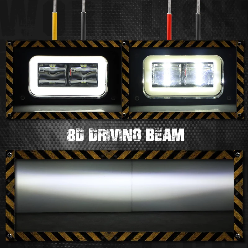 4 بوصة 20 واط 8D LED ضوء العمل بار DRL الأبيض الأحمر هالة عيون الملاك القيادة العلوي الضباب مصباح لسيارة 4X4 بيك اب SUV ATV UTB 12 فولت 24 فولت #2