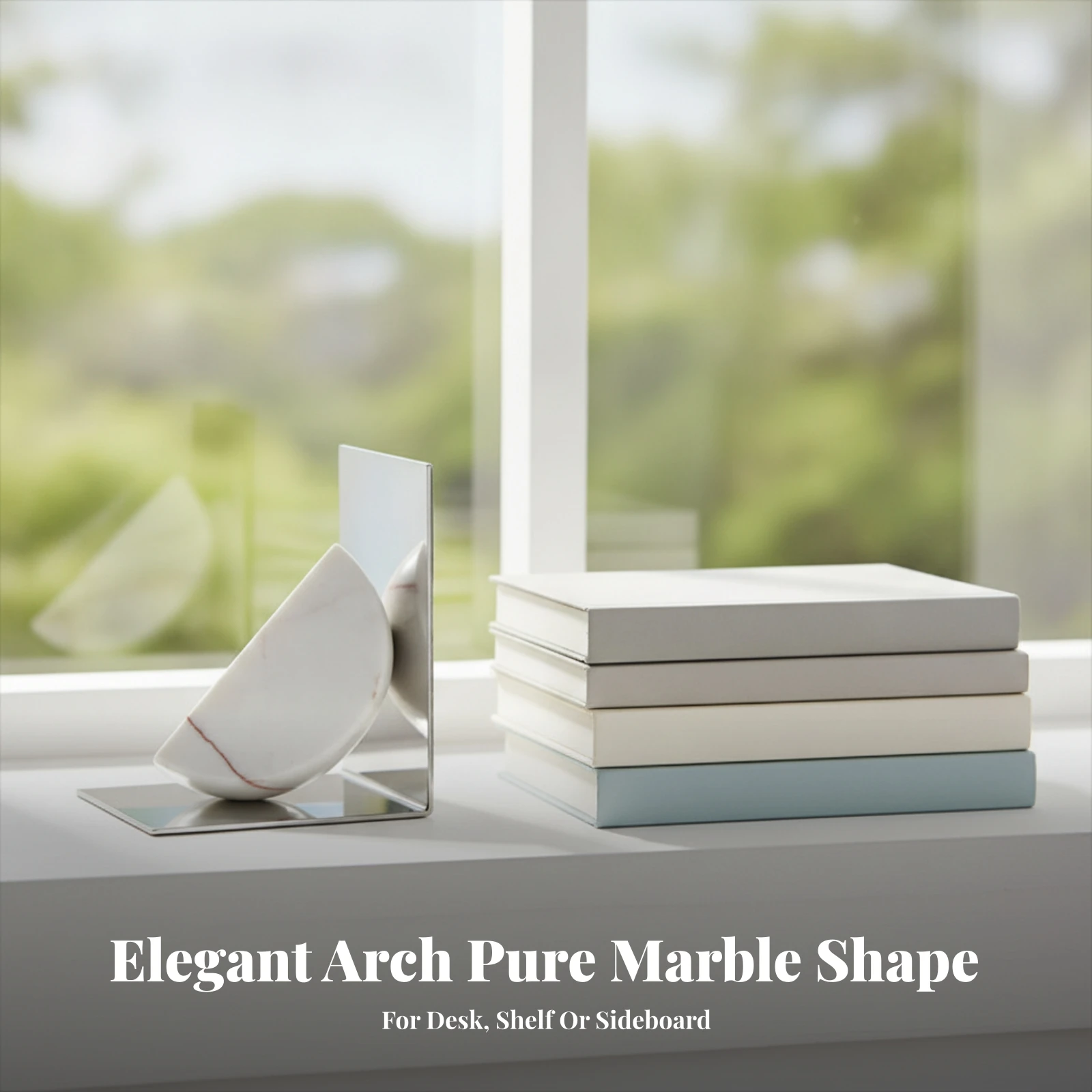 Bookend with Metal Support Heavy Duty L-Shaped Bookend Modern Artistic for Book Lovers, Bookshelf, Office