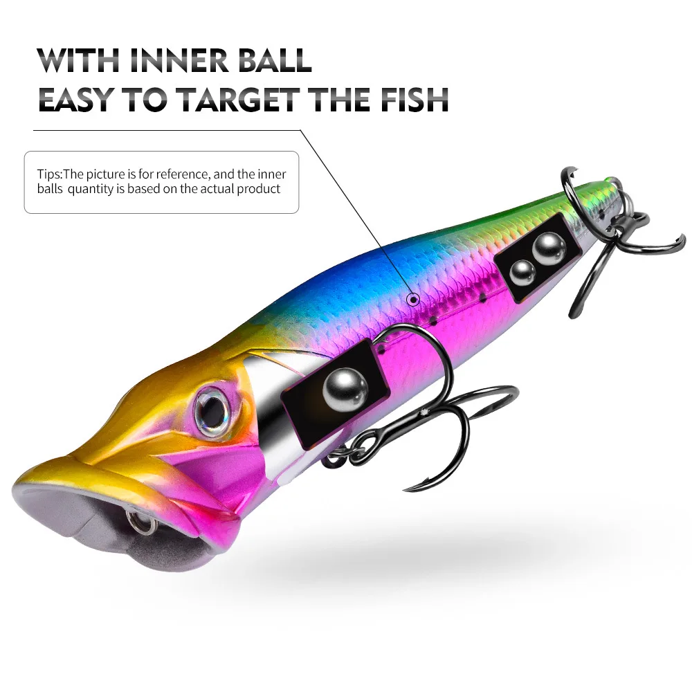 PRO BEROS 19g 50g Popper-Köder Oberflächenköder Big Mouth Splash Type Peche Angelzubehör Wobbler Crankbait – Detail 8