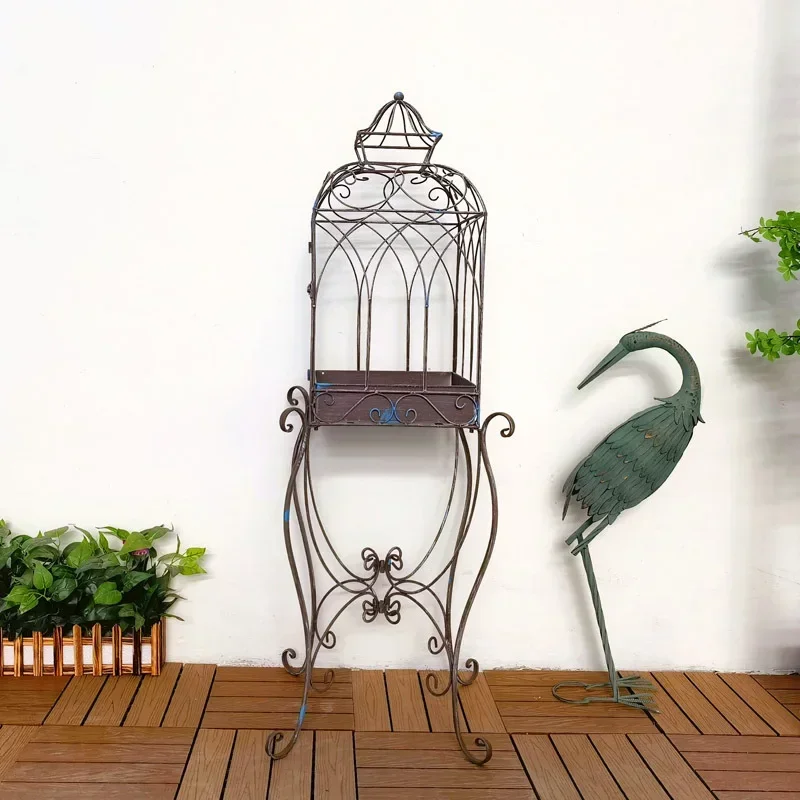 

B Ретро старая клетка для птиц Jardiniere Железная подставка для цветов в европейском стиле Садовая простая витрина
