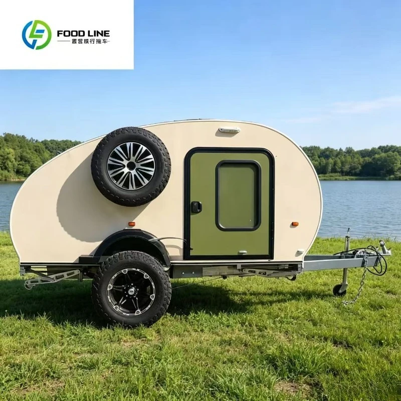FOODLINE Mini Off-road Teardrop Caravan Australian Standard Tiny Overland RV Teardrop Camper Trailer With Rooftop For Sale
