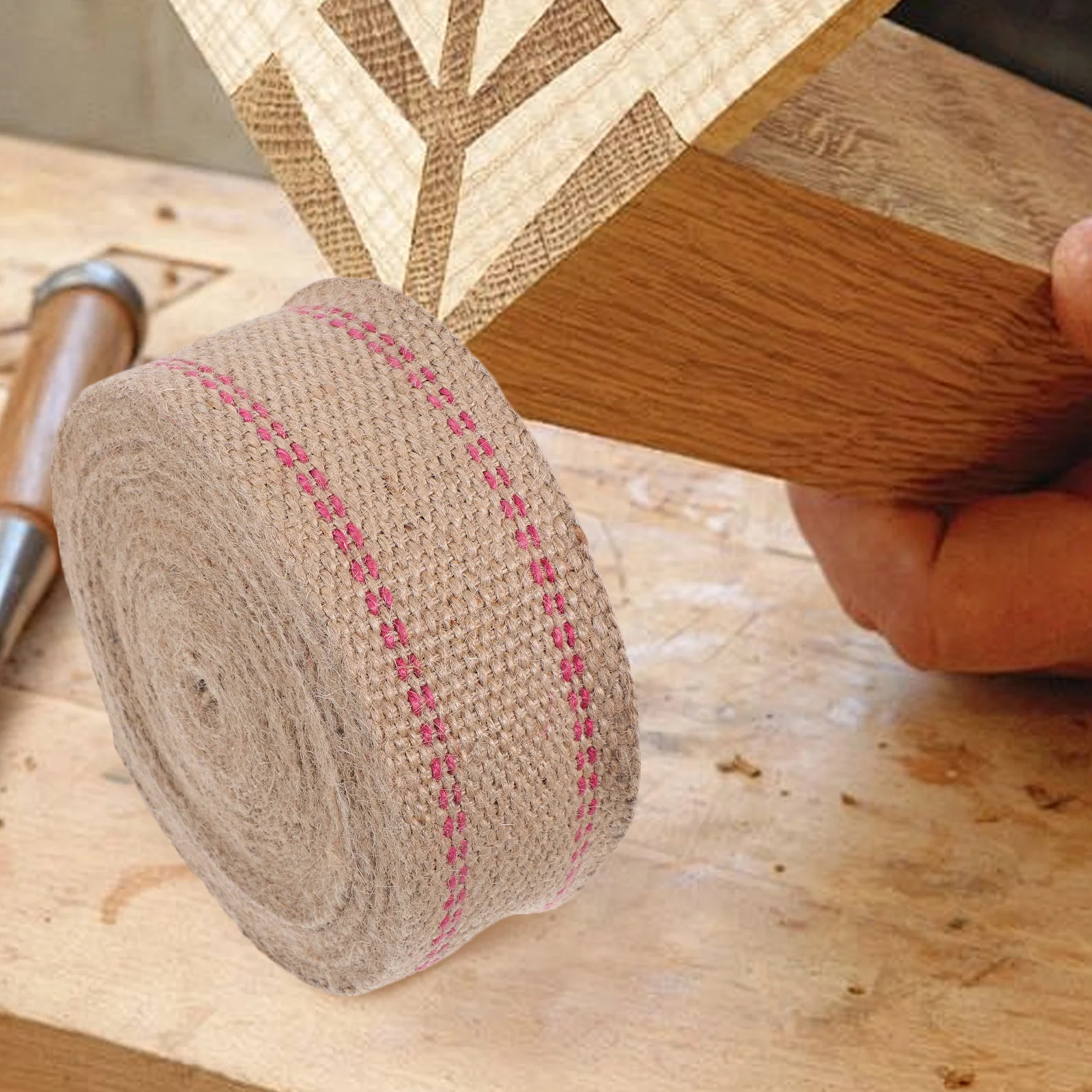 

Red Stripe Jute Webbing Tape 6Cm Wide Rustic Upholstery Webbing Chair Seat Replacement Furniture Repair Roll Christmas Burlap