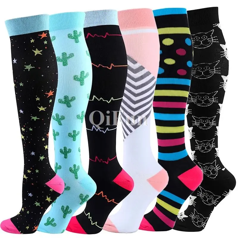 Compression Socks Men Women Running Cycling Golf Travel Nylon Sports Long Stockings Medical Anti Fatigue Diabetes Varicose Socks