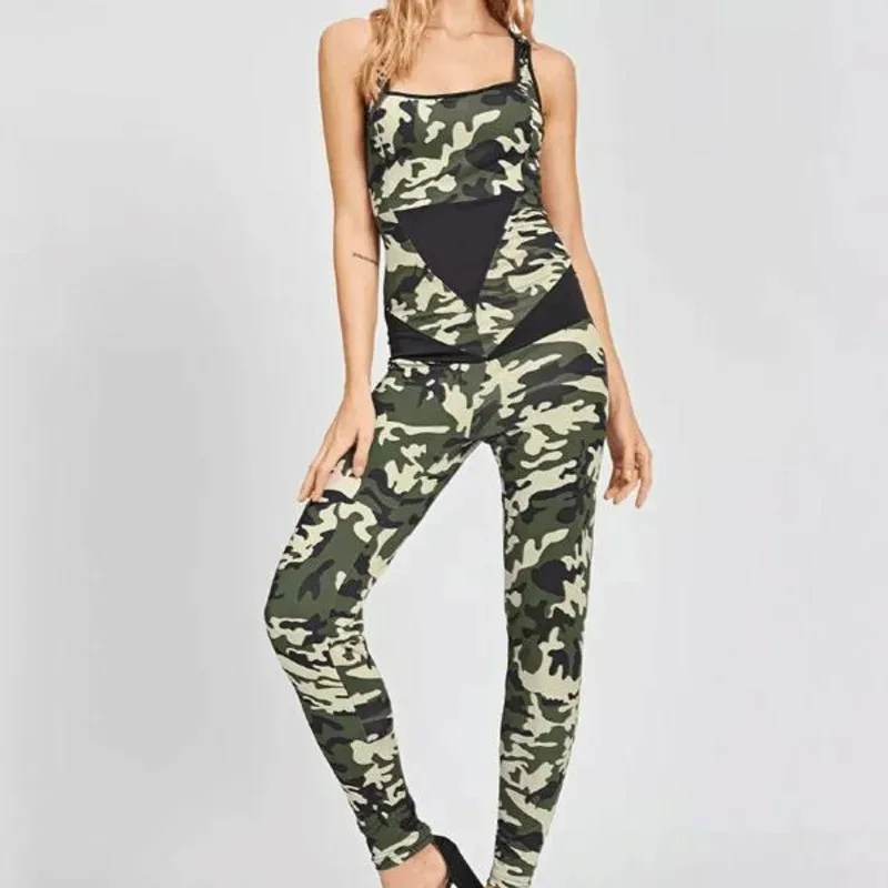 Krisnanas Camouflage Print Tute da donna 2026 New Cross Backless a forma di V Hip Design Wrap Leggings attillati Donna 89251