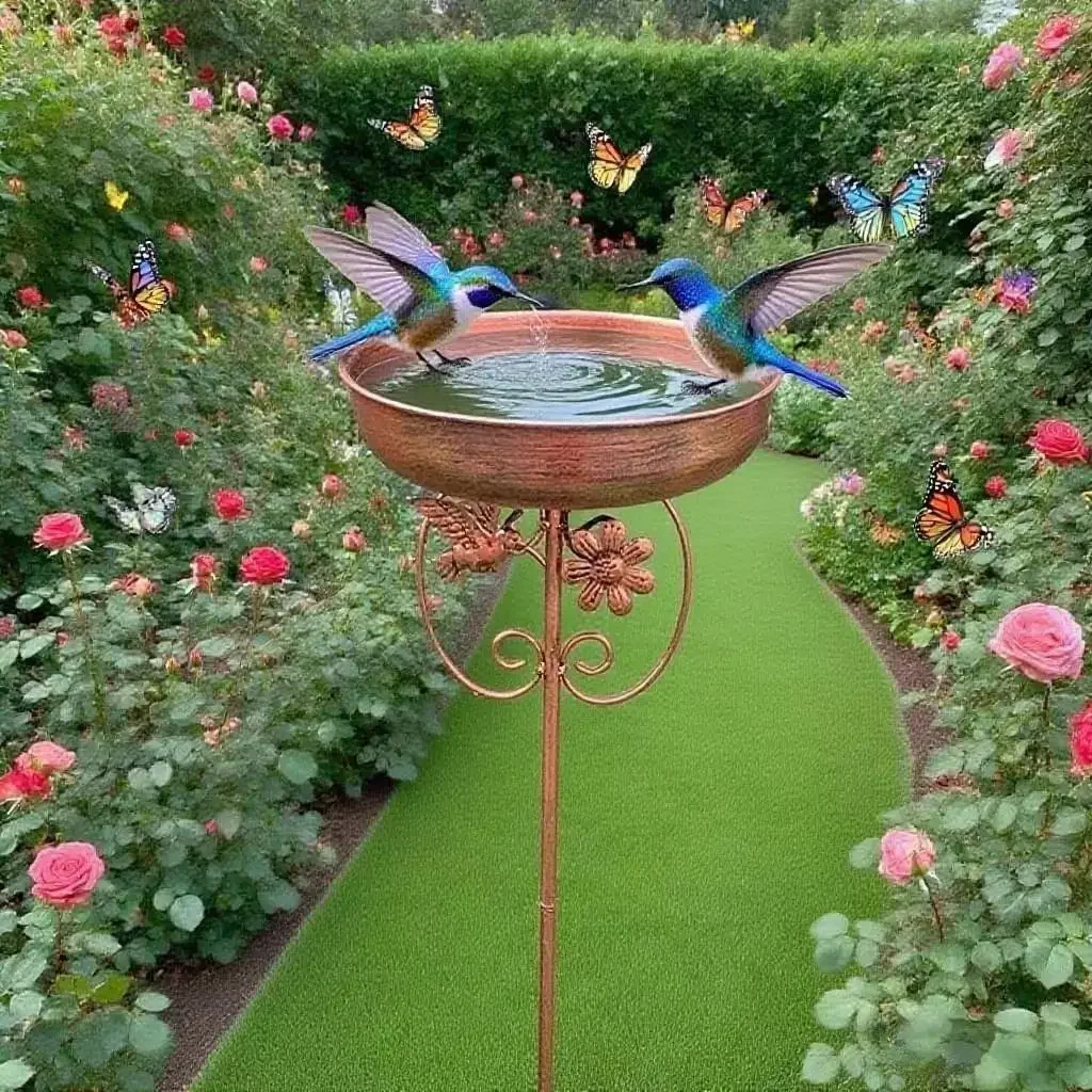 Perfect Wrought Iron Bird Feeding Basin Bird Bath Garden Floor Insert Homestay Courtyard Multi-purpose Personalized Decoration