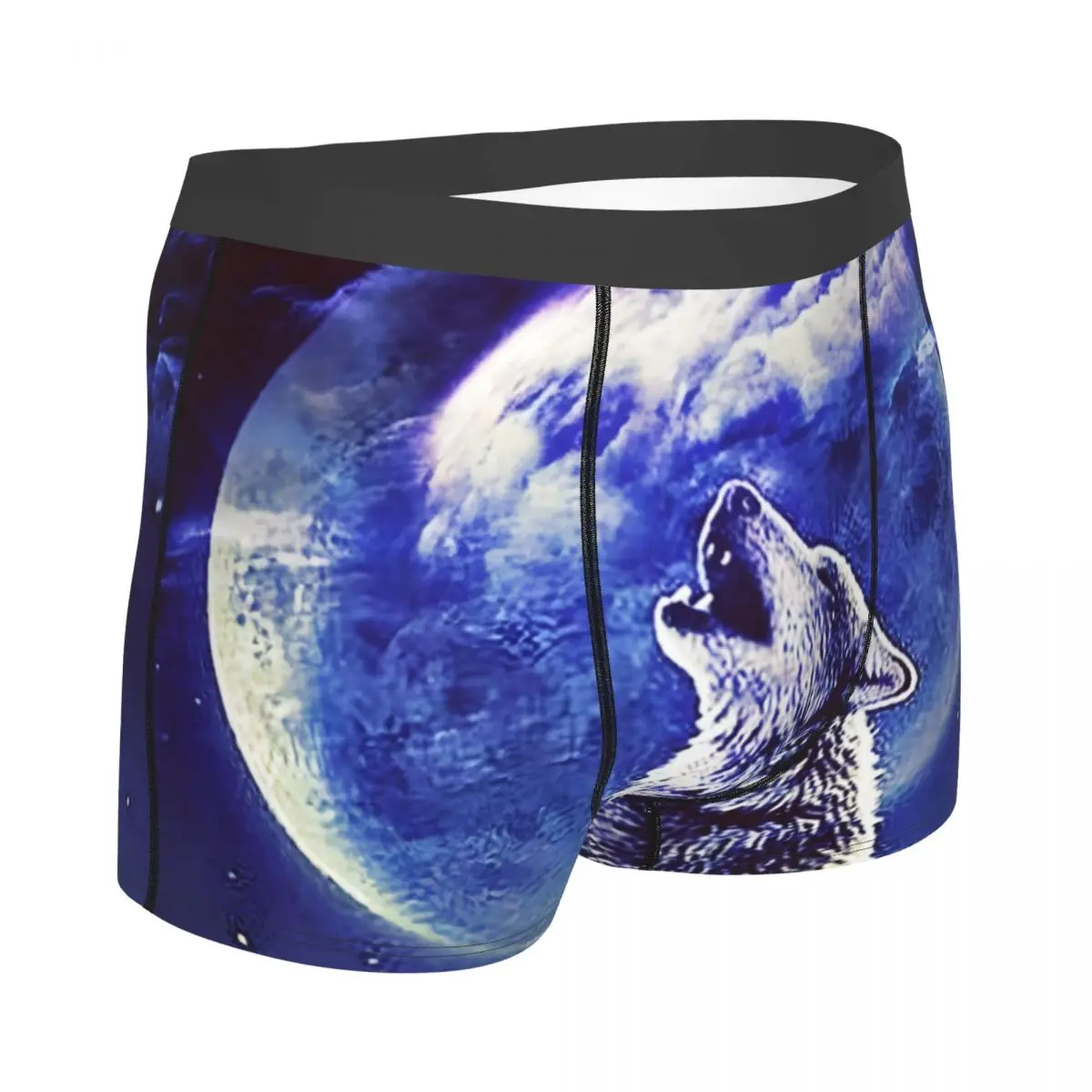 Space Galaxy Wolf Underpants Cotton Panties Man Underwear Sexy Cloud Moon Shorts Briefs