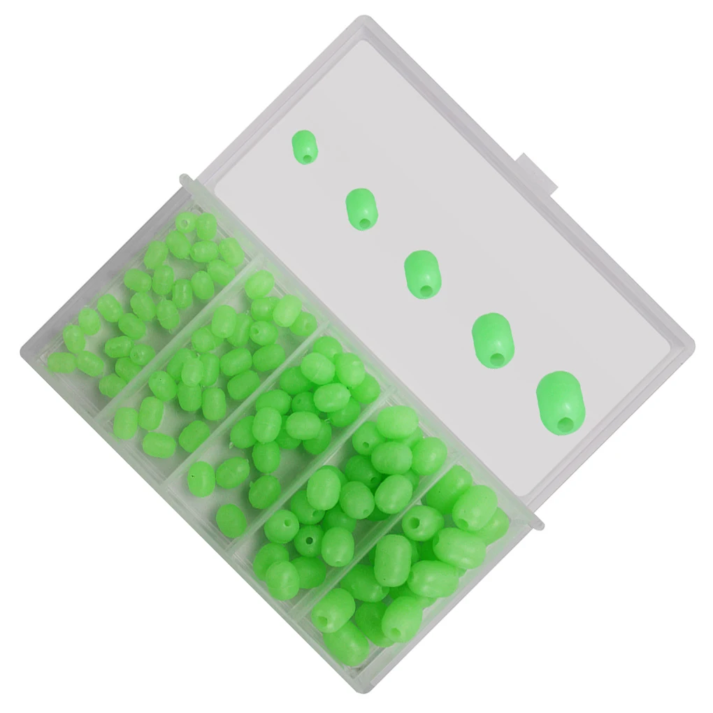 100Pcs Beads Round PVC Casting Baits Green Cylindrical Bait Rig Fishing Tackle Tools Supplies Set Sea Pool Saltwater