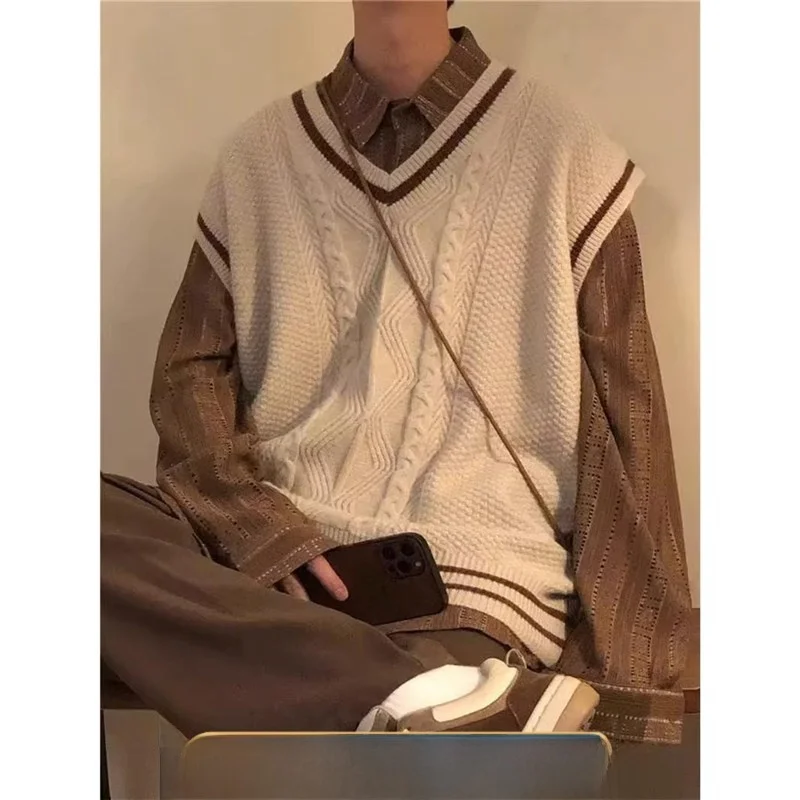 

Весенне-осенний вязаный свитер V-Ne M Svel DK, жилет японского ретро Sle College Faion Badrop, пальто с плечами