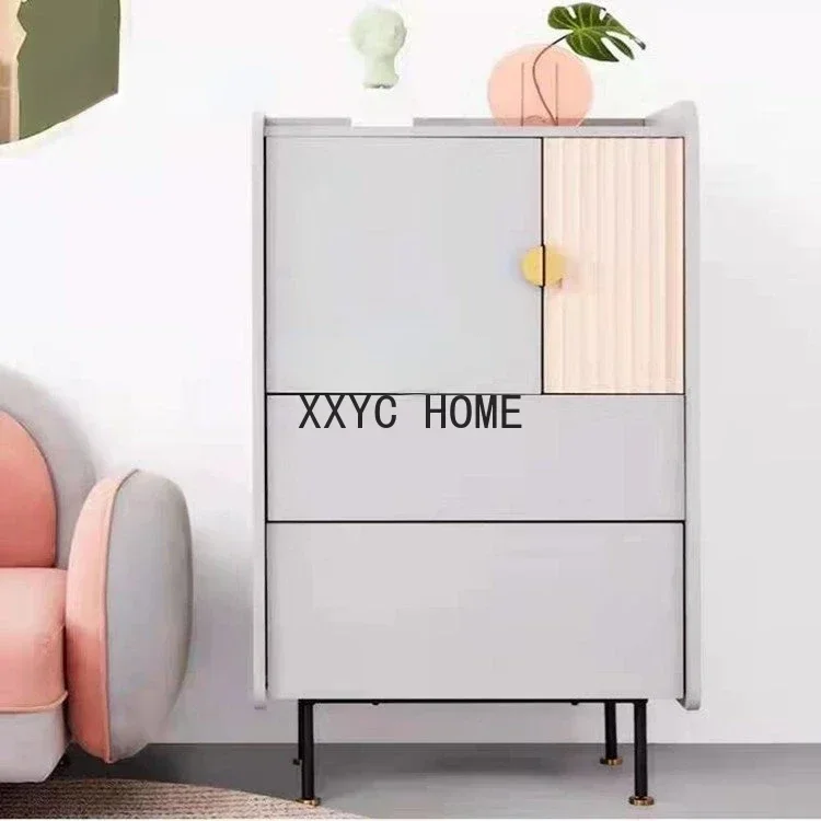 zqNordic Locker Nordic Fashion Chest of Drawers Light Luxury Wine Cabinet Paint Living Room Italian Minimalist Storage Cabinet