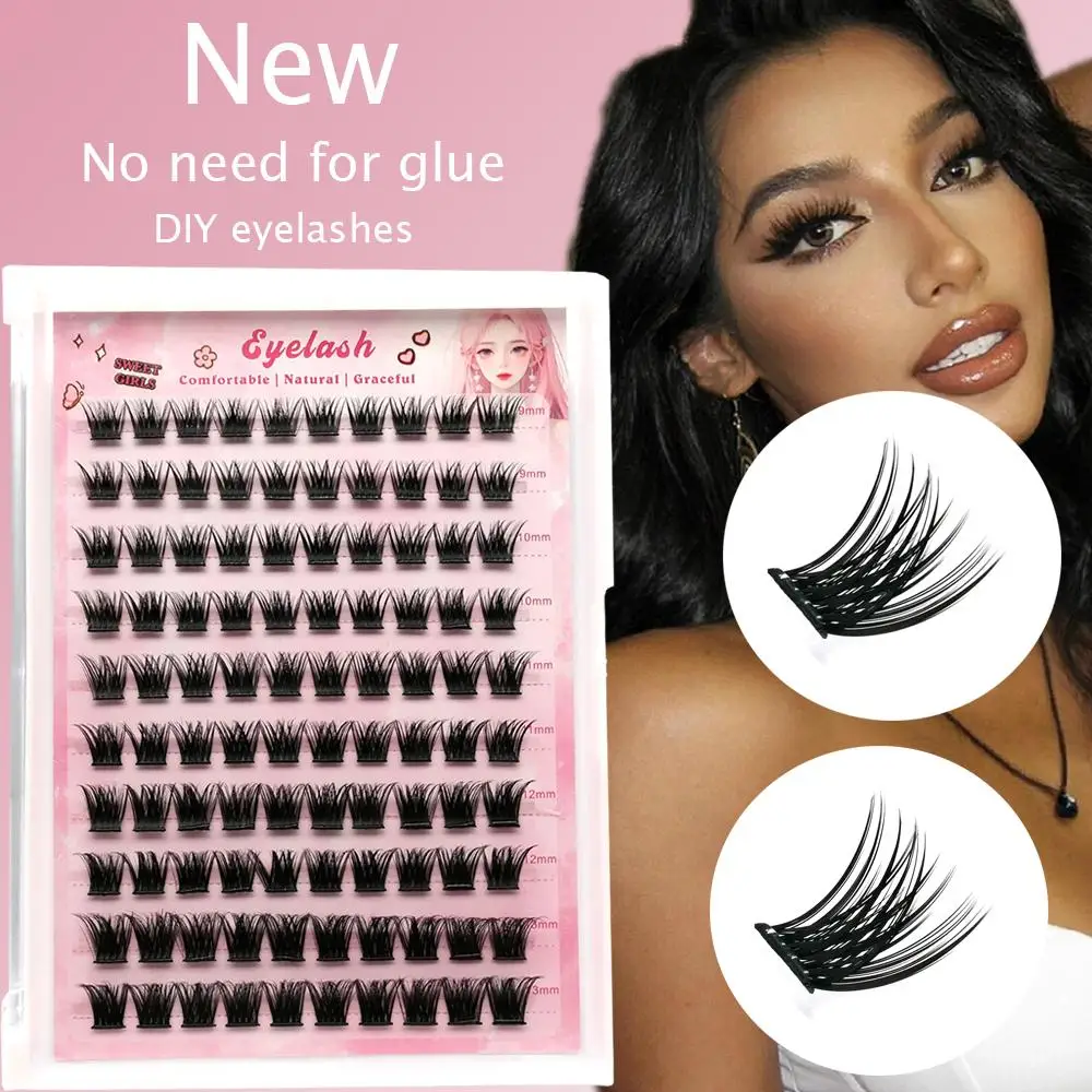 대용량 글루프리 인조 속눈썹 10줄 단일 클러스터 9-13MM C컬 내추럴 셀프 접착 인조 속눈썹