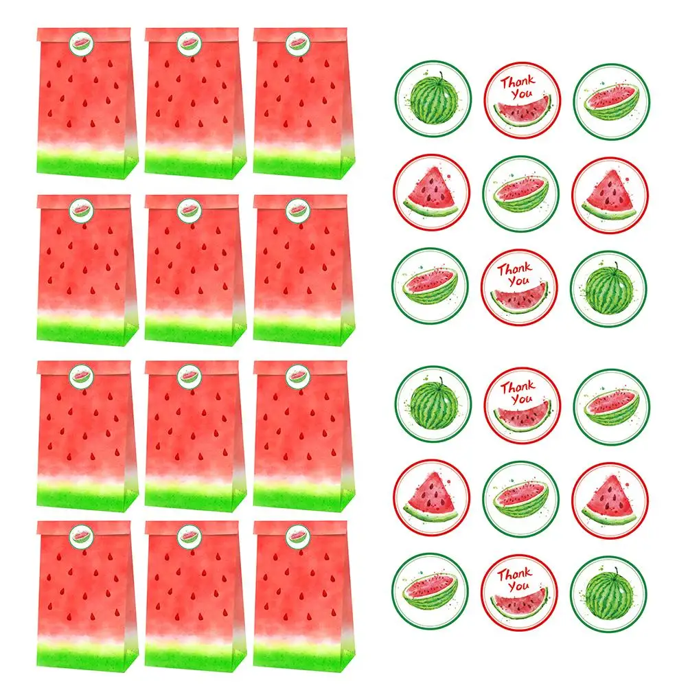 

12 Watermelon Gift Paper Cute Candy Storage Bags Food Grade Safe Party Favor Bags for Holiday Decorative Lightweight