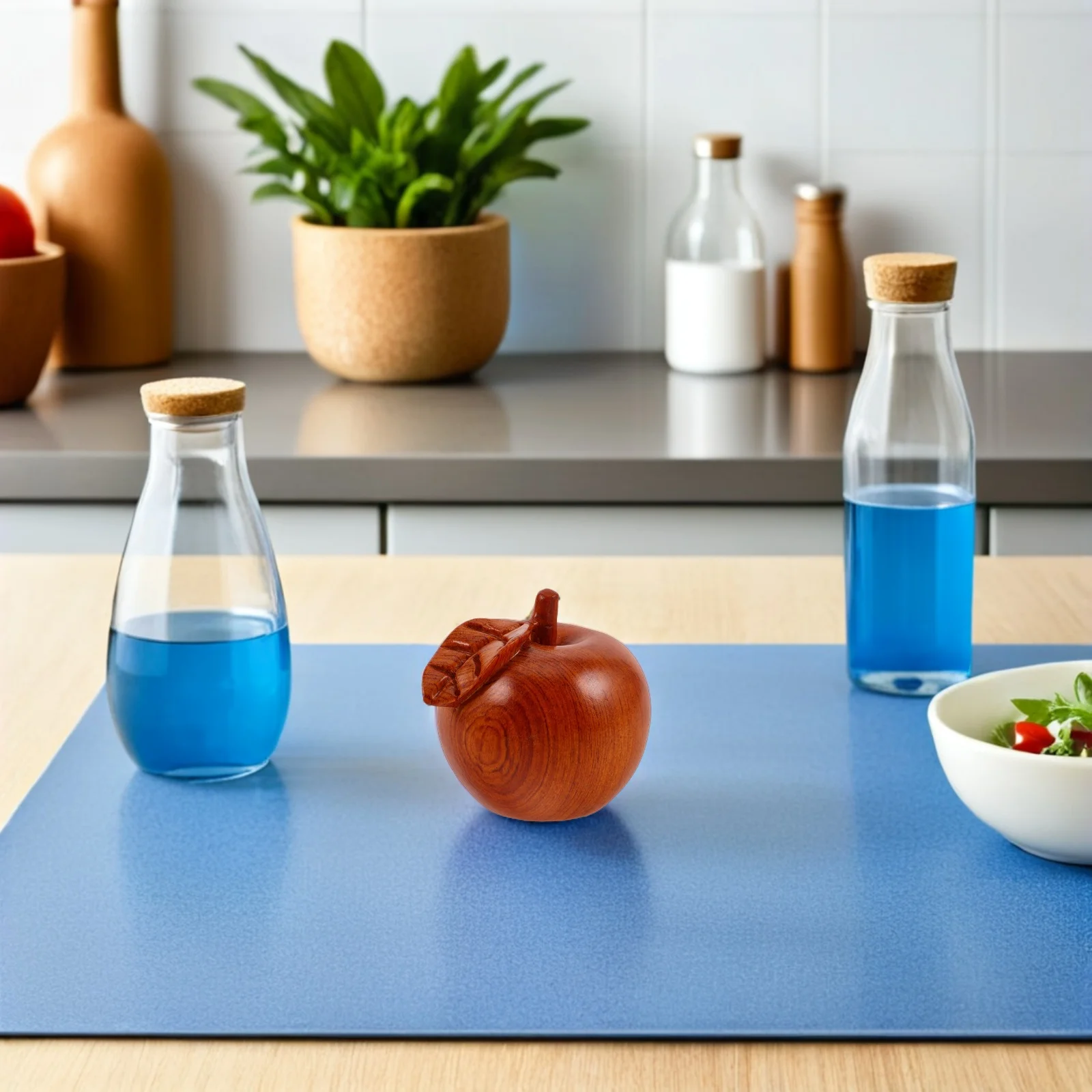 

Apple Table Centerpiece Handcrafted Wooden Fruit Statue Lifelike Simulation Apples for Kitchen Decor Back to School Present