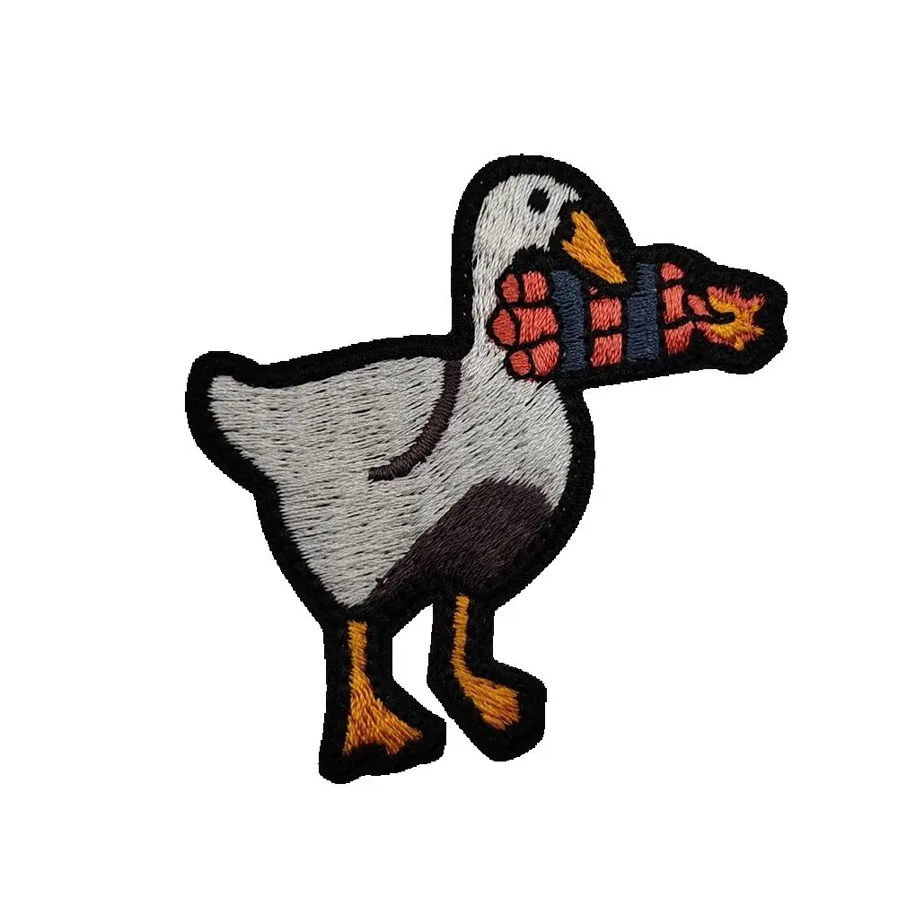 

Tactical funny blasting white goose Badge Hook and loop Embroidered patch for decorating clothes, backpack and hat,gift