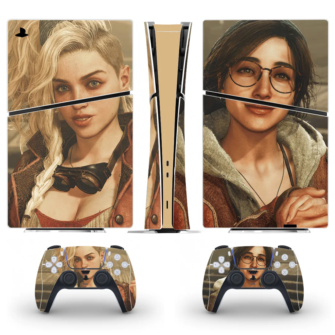 غطاء لاصق جلدي رقمي نحيف من Monster Hunter Wilds PS5 الجديد لوحدة التحكم و2 وحدات تحكم جديدة من الفينيل النحيف PS5