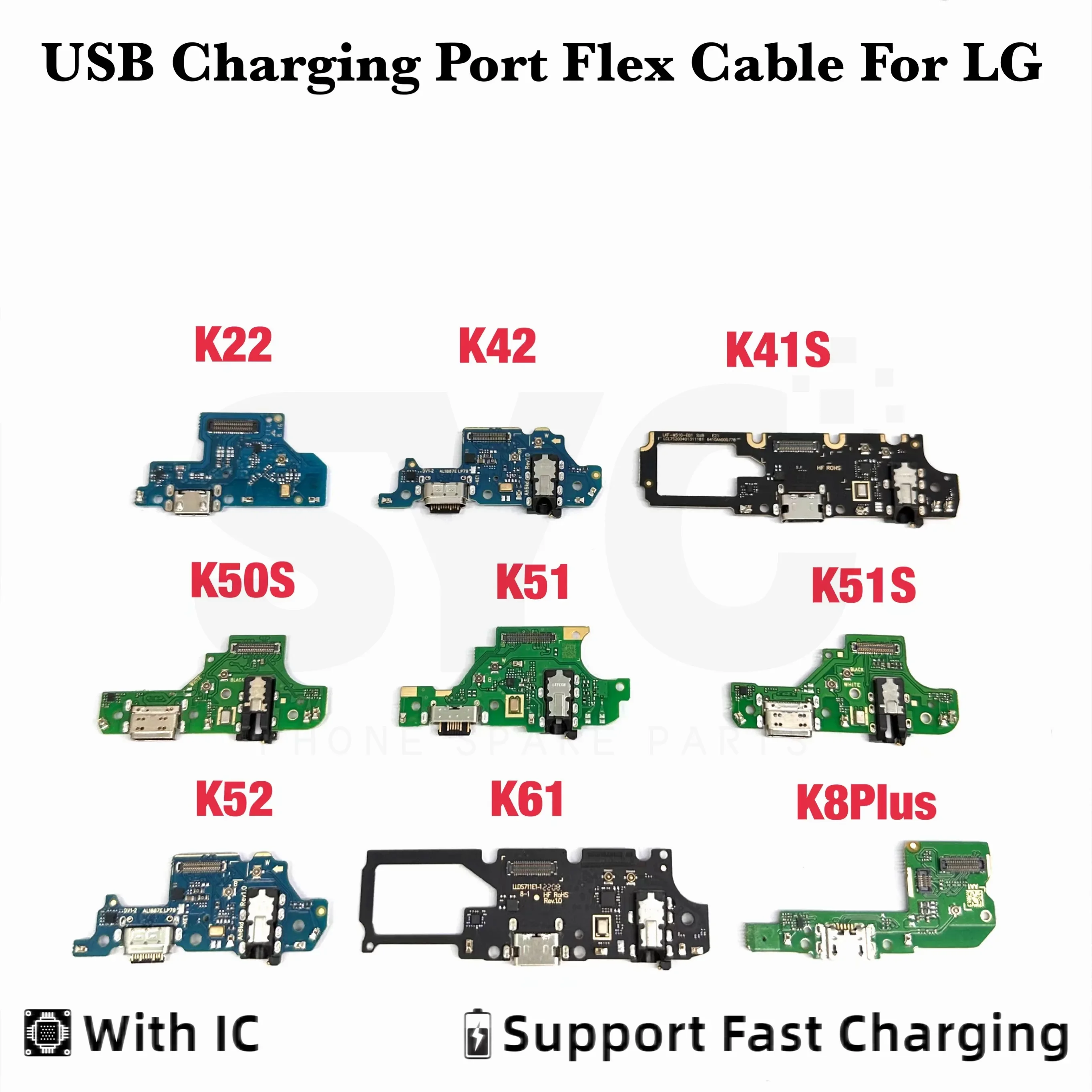 Good quality USB Charging Port Board Flex Cable Connector For LG K8 Plus K22 K41S K42 K51 K50S K51S K52 K61 Microphone Module