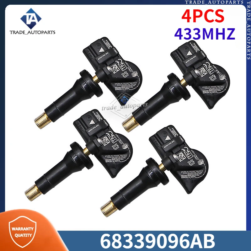 4PCS/Lot TPMS Tire Pressure Monitor Sensor 433MHZ 68339096AB For 2022 JEEP GRAND WAGONEER 2021-2022 Jeep Grand Cherokee Wrangler