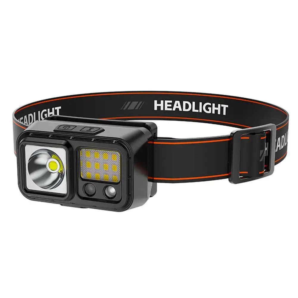 Portable Outdoor Head-mounted Sensor Headlight Rechargeable Outdoor Cycling Fishing Light With Type-c Flash Charging Cable