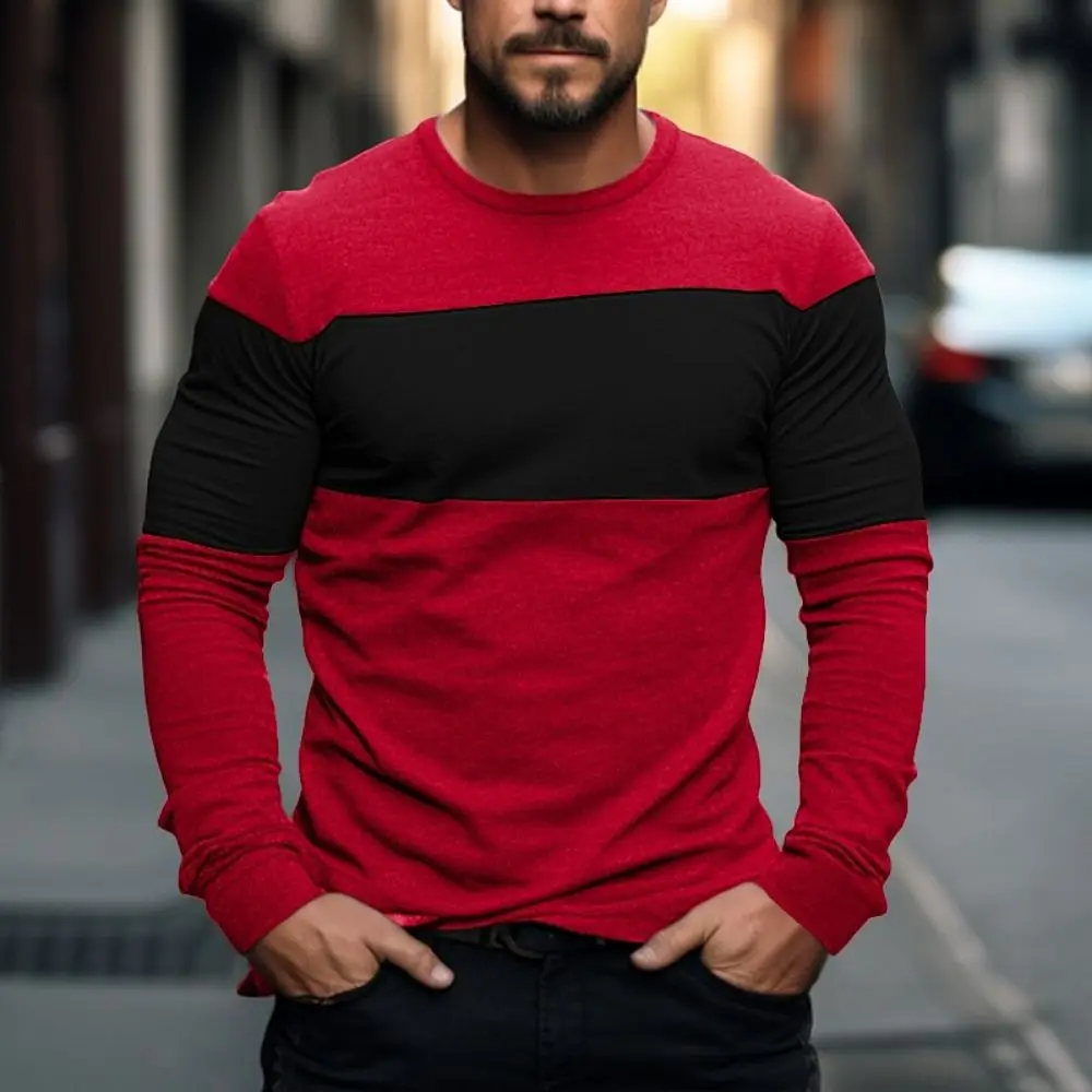 New Mens Autumn 3D Printed Striped T-shirt, Large Size Long Sleeve Fashion Casual T-shirt, Fashion T-shirts,Mens Trendy Clothing