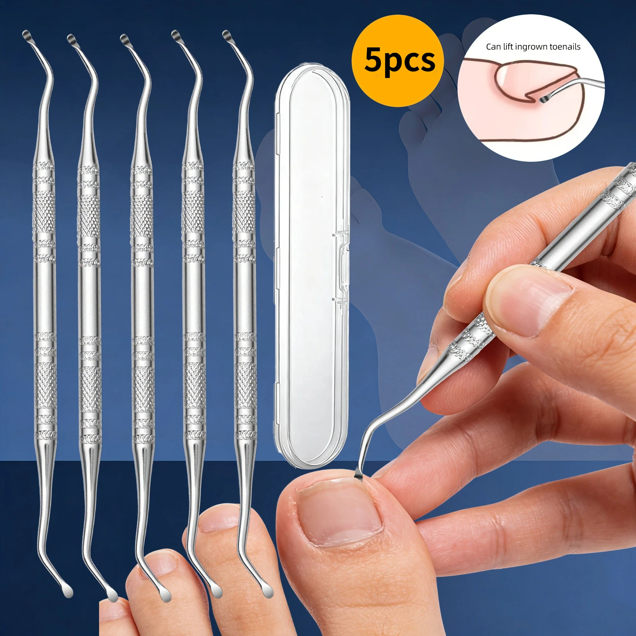 Stainless Steel Pedicure Tool for Deep Cleaning Nail Grooves Ergonomic Non-slip Grip Handle,Curved Nail Spoon for Dirt Removal