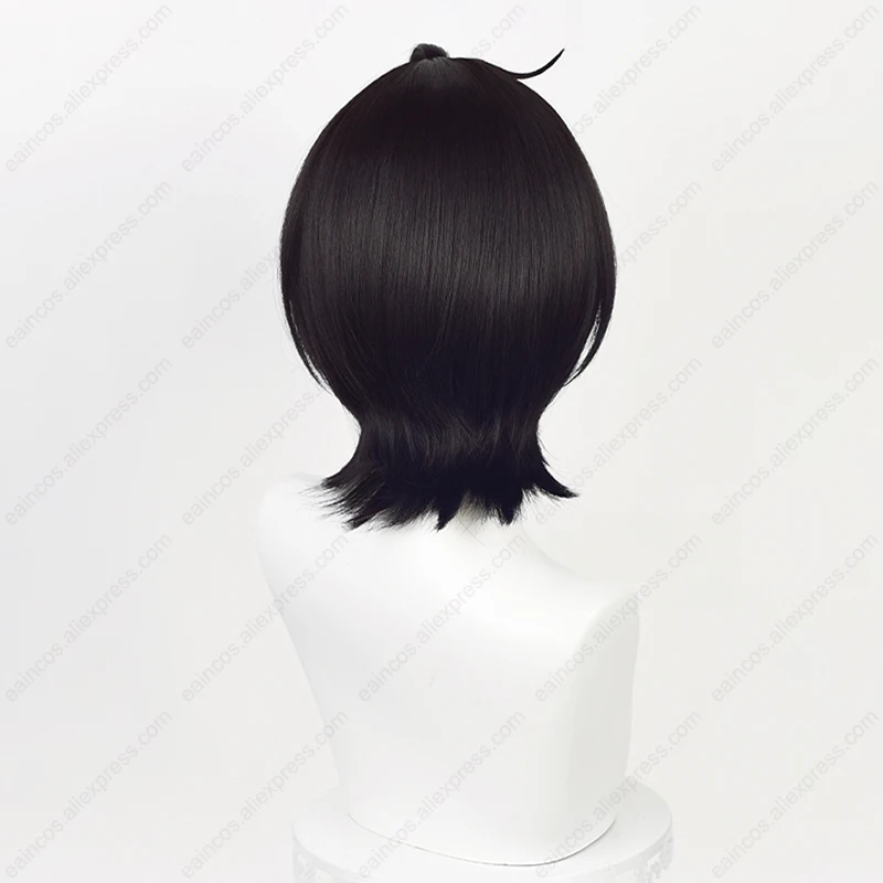 ES Ritsu Sakuma Cosplay perruque 32 cm naturel noir cheveux courts résistant à la chaleur perruques synthétiques