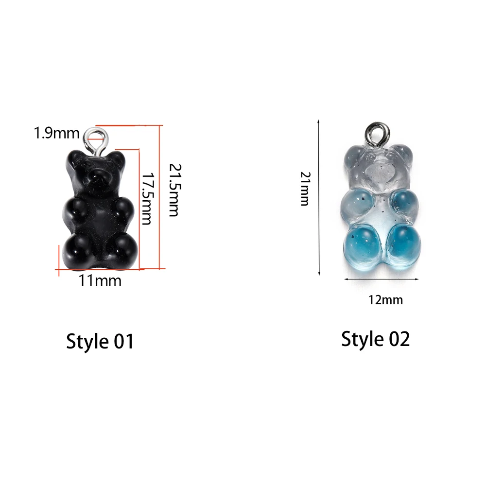 20Pcs 14 Colors Cute Animal Gummy Bear Resin Charms For Making Drop Earrings Pendants Necklaces Keychain DIY Jewelry Findings