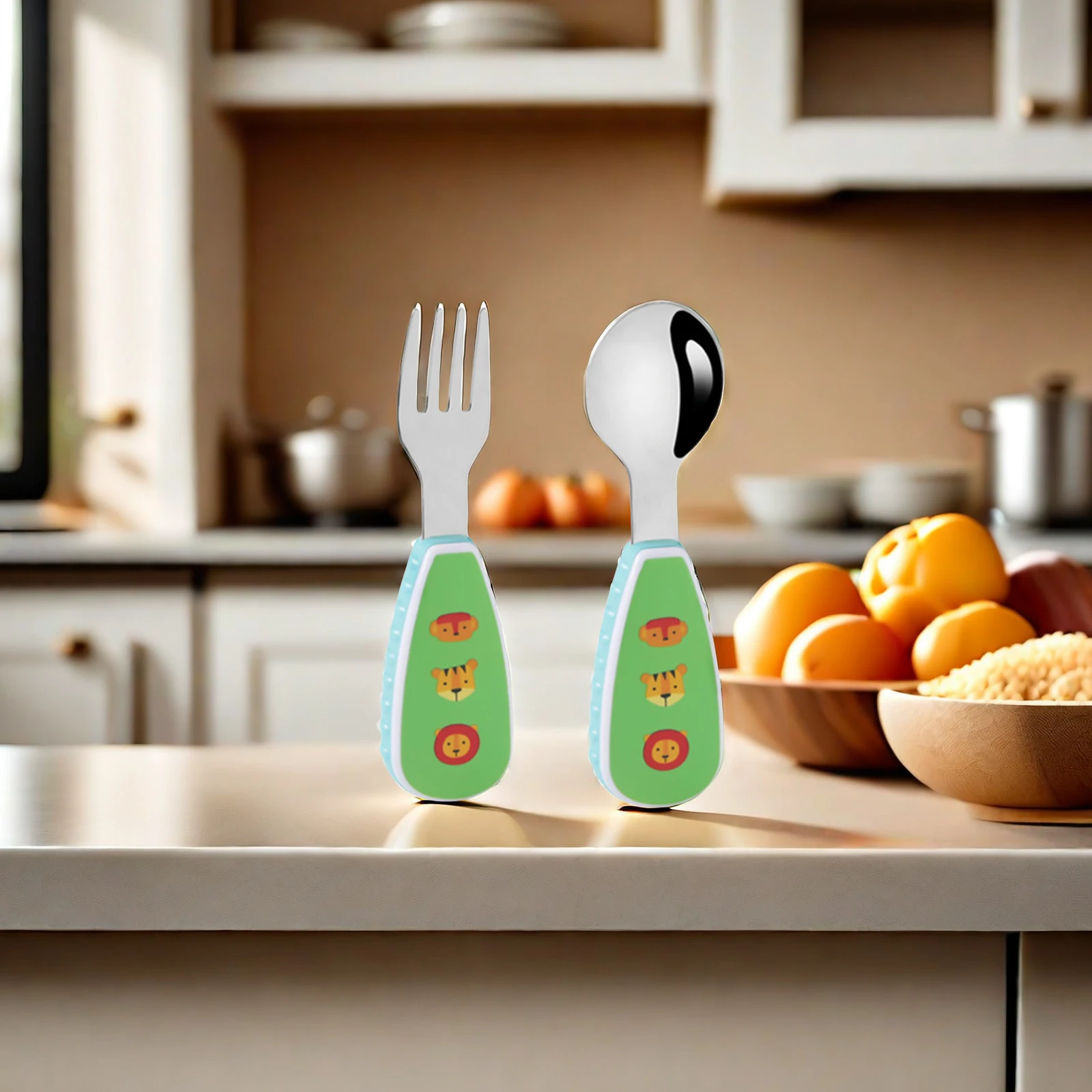 Cartoon Children's Spoon Fork Convenient to Hold Practical Self-Feeding Utensils Suitable for Home Kitchen Supply