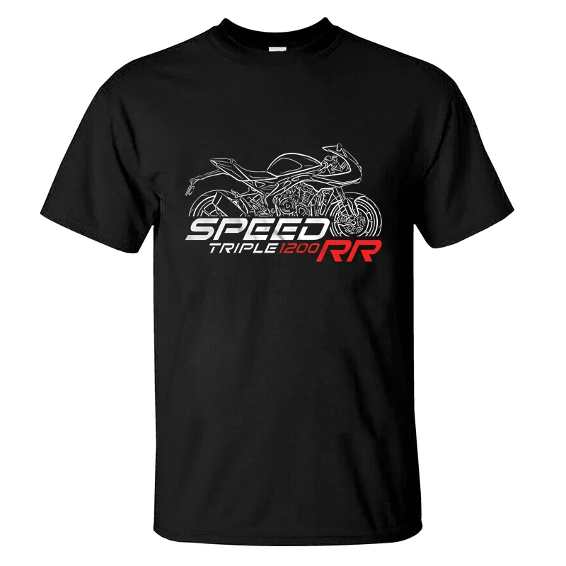 Casual Triunfa Speed Triple 1200 RR T-Shirt Masculina, Gráfica de Motocicleta, 100% Algodão, Verão, S-3XL, Cool Tee, 2024