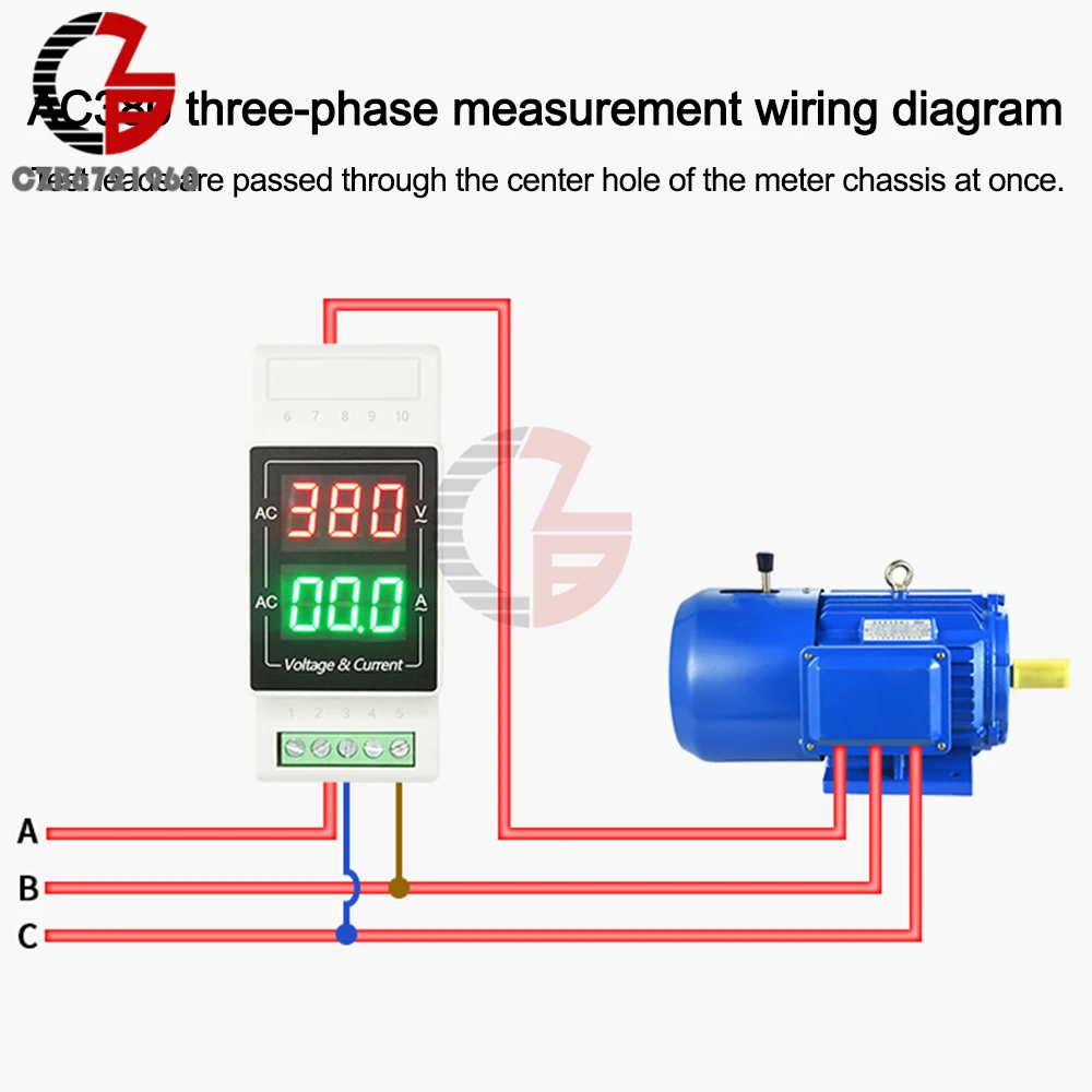 DIN LED cyfrowy AC miernik napięcia prądu AC 380V jednofazowy 220V woltomierz 10A 50A 100A 200A 500A auto Volt detekcja