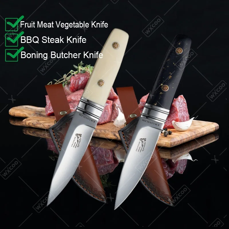 WXCOO Steak Knife Stainless Steel for Kitchen Accessories Durable Hand Forged Cleaver Butcher Knife BBQ Chef Knife with Sheath