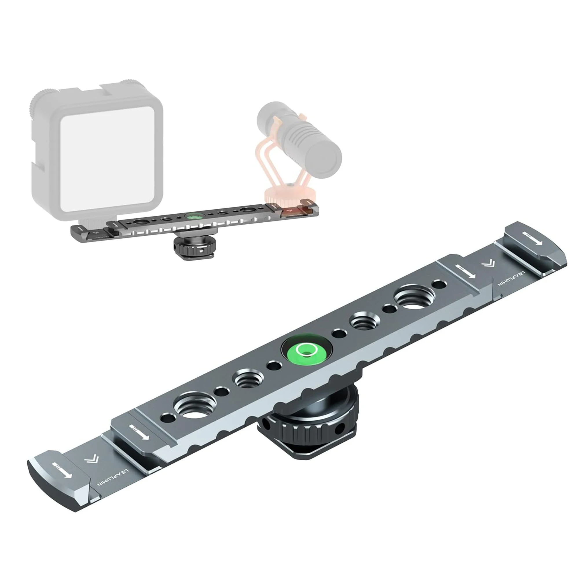 Lanxire Dubbele Cold Shoe Mount Vlog, Metalen Microfoon 1/4" Statiefschroef 4 Gaten, voor DSLR Microfoon