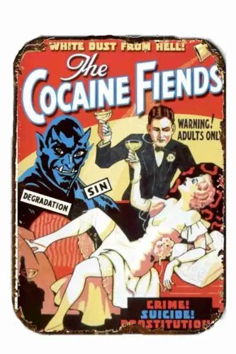 Póster de película The Cocaine Fiends Weird, cartel de chapa totalmente metálico, 8x12, 1 Uds.