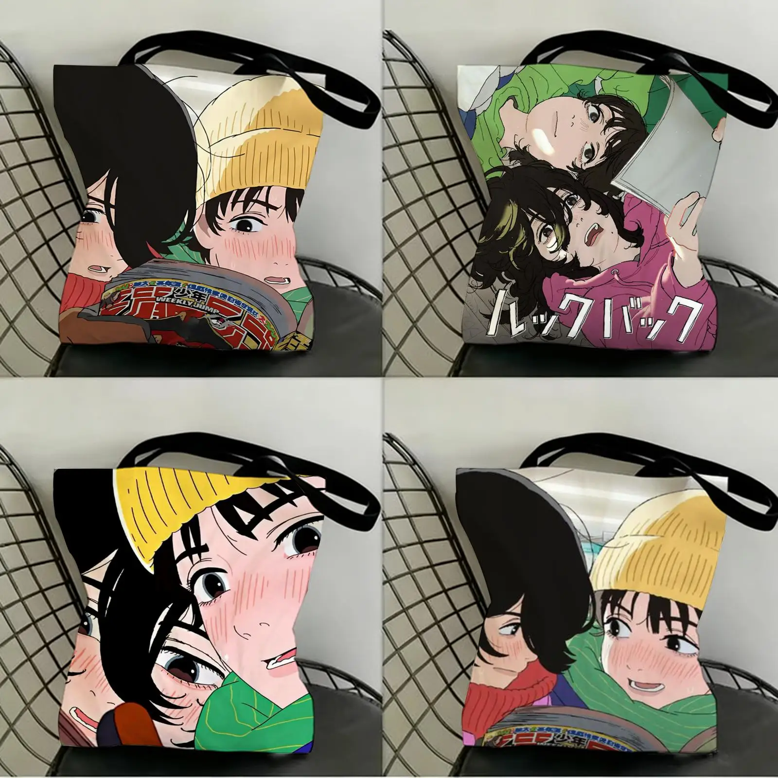 

Look Back S-Suddenly Storage Bags Canvas Double-Sided Print Shopping Bag Large Capacity Aesthetic Reusable Tote Bag