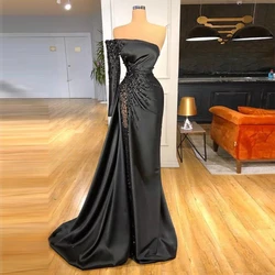 Luxurious Beading Satin Off Shoulder With Sleeves New Dresses Evening Dresses For Day And Night Party Elegant Beautiful Women