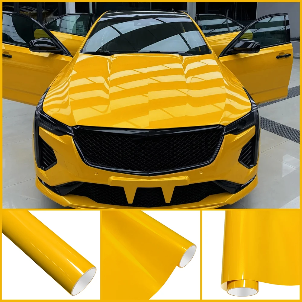 

Car Vinyl Film PET Metal Paint Yellow Auto Wrapping Decal Air Release Waterproof Motorcycle Car Body Exterior Decoration Film