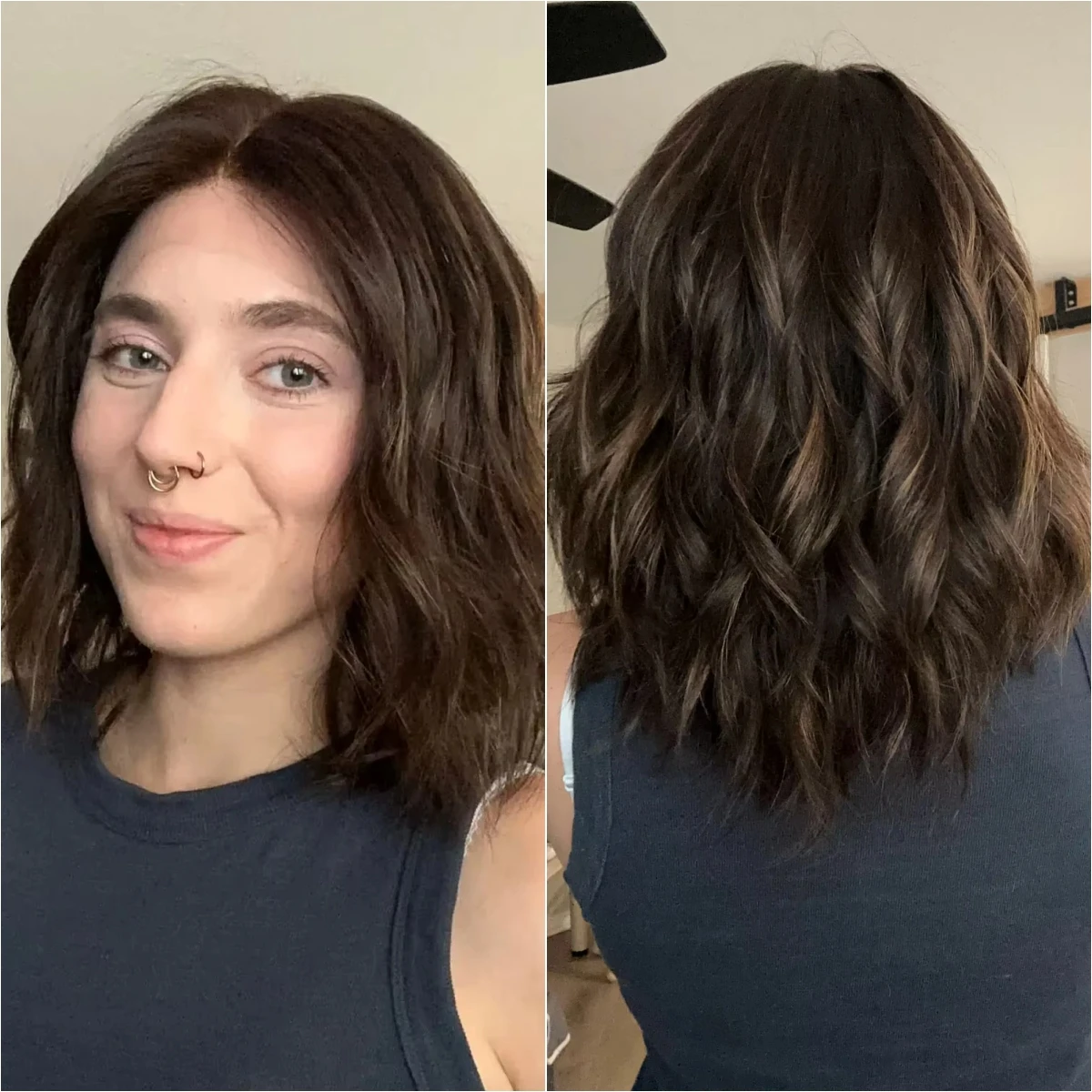 

Synthetic Wig Dark Brown Highlights Wig Natural Wave Short Heat Resistant Lace Front Wig Costume Woman 12 Inches Futura Fibre