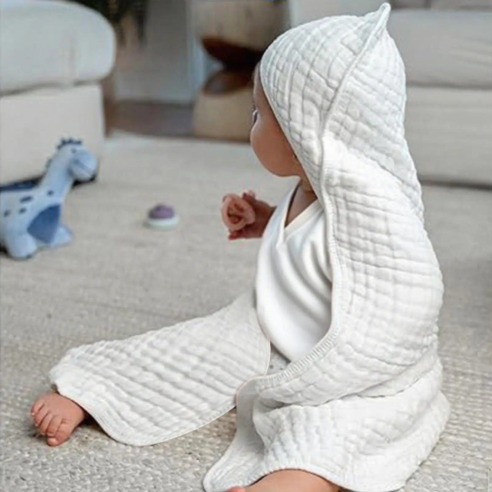 

Hooded Towels for Baby 35 x 35 Inch pure Cotton Baby Towels Quick-Drying Bathrobe for Bath Time Shower Beach Trip Daycare Home