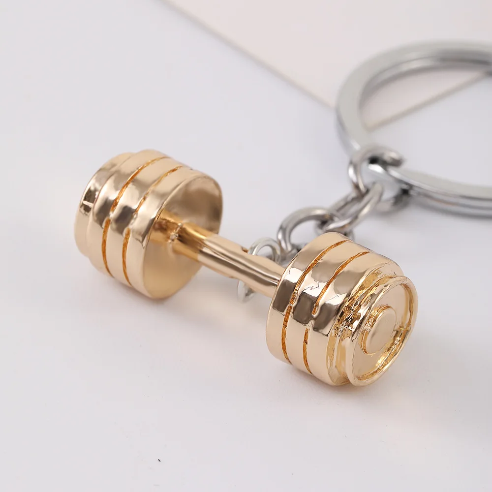 Cute Dumbbell Metal Keychain Gym Couple Car Bag Hanging Pendant Charm Men Women Fitness Jewelry Gifts Outdoor Sports Accessories